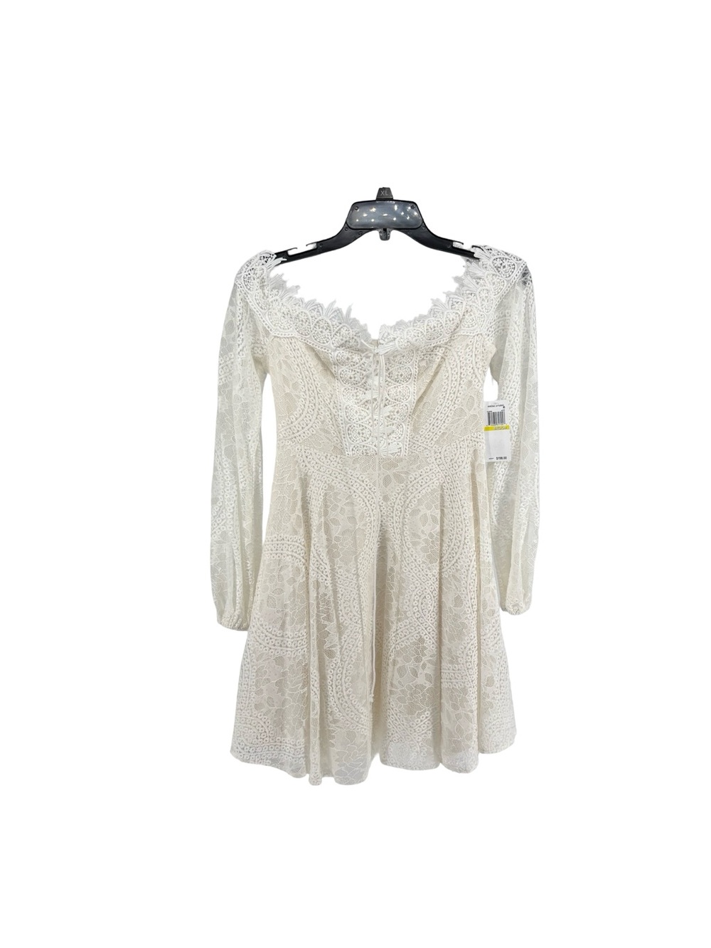 New A’Rose Studio White Lace Long Sleeve Mini Dress Size Medium - Picture 3 of 5